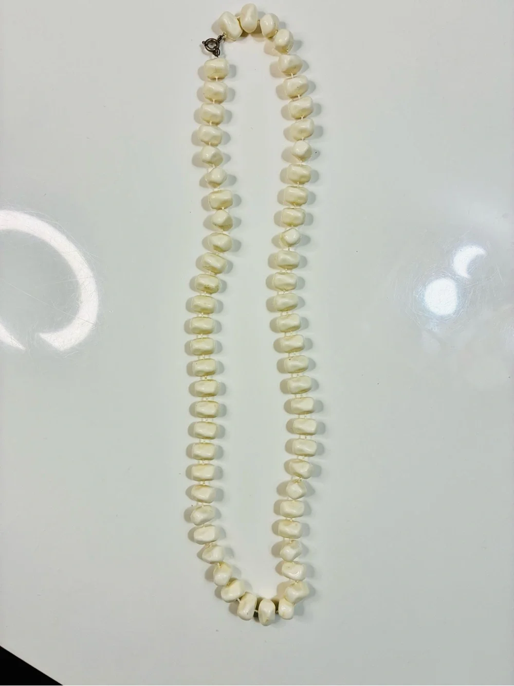 VTG MCM Textured Cream Beaded Women's Necklace - Elegant Strand Lightweight